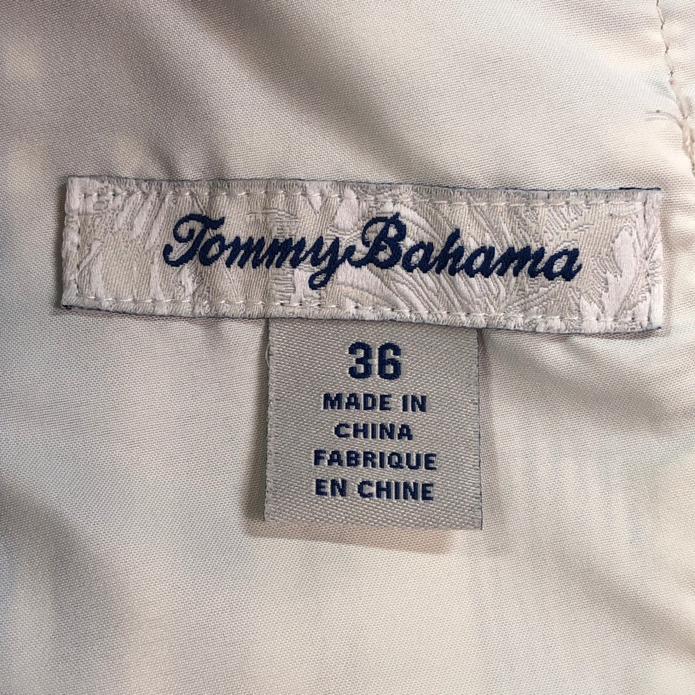 Tommy Bahama Mens Shorts 36x10 Blue Gray Off-White Plaid Stretch Nylon - Picture 3 of 13